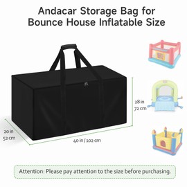 Andacar Storage Bag for Bounce House Inflatable, Portable Extra Large Outdoor Ju-mp Boun-cy House Storage Bag Kids Boun-cy Castle Bag Black - 40" L x 20" W x 28" H, Black