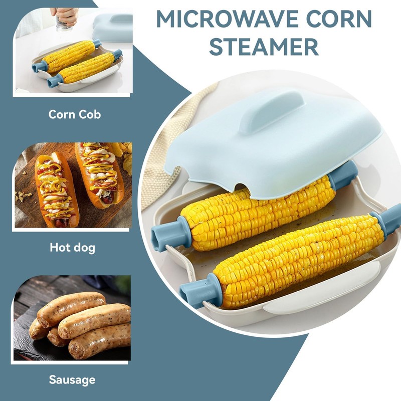 Microwave Corn Steamer with Lid, Microwave Corn Steaming Box Plastic