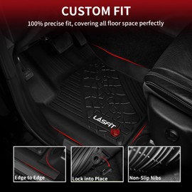 LASFIT Floor Mats Fit for Jeep Grand Cherokee 2013 2014 2015, Custom Fit TPE All Weather Waterproof Anti-Slip Rubber Car Mats 1st & 2nd & Cargo Liner, Black
