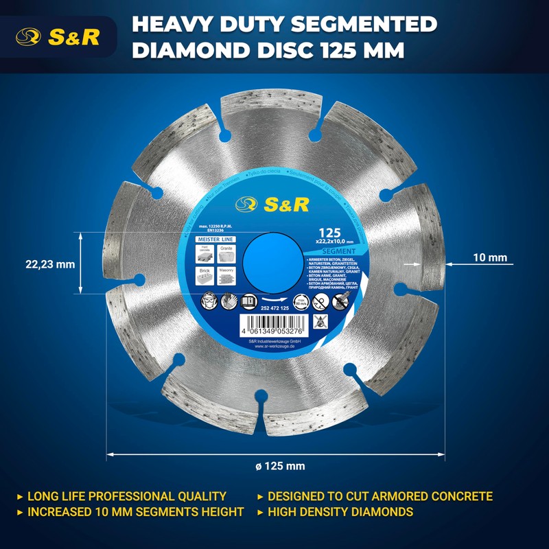 S&R Diamond Cutting Disc Pro, Diamond blade 125 x 22,23