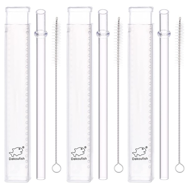Dakoufish 11 inch Reusable Tritan Plastic straws with Collapsible Storage