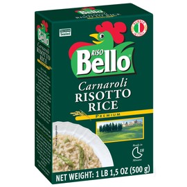 Riso Bello Italian Carnaroli Risotto Rice, Gluten-Free, 17.5 oz, Pack of 12, Premium King of Italian Rice, Perfect for Creamy Al Dente Risotto, High Starch Content, Vacuum Packed for Freshness