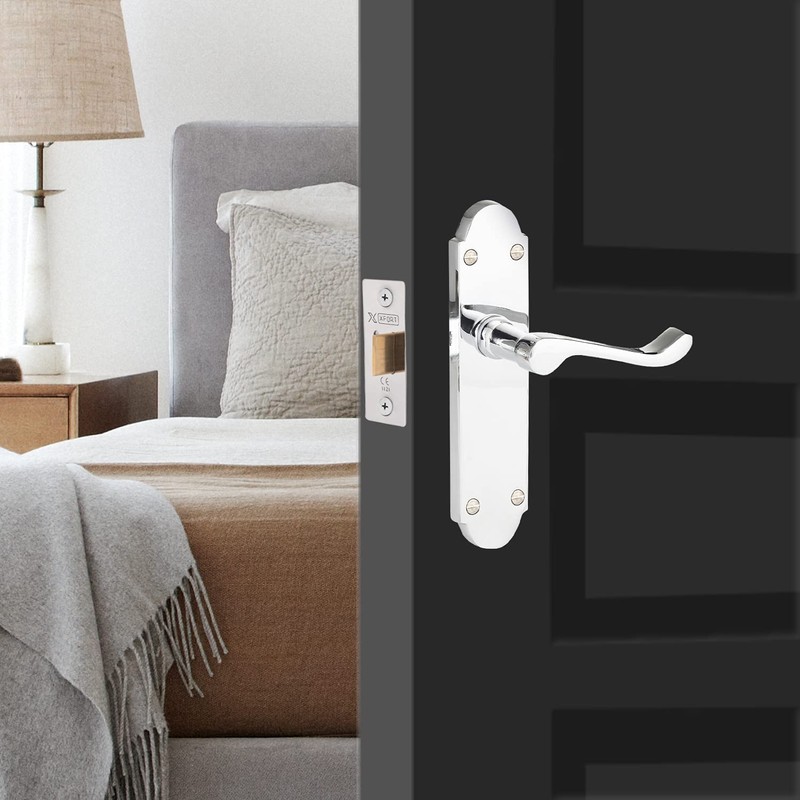 XFORT Tubular Latch, Polished Chrome, Tubular Door Latch for Internal