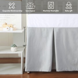 Crib Skirt Dust Ruffle, 100% Egyptian Cotton 400 Thread Count Soft Breathable Crib Bedding Skirt for Baby, Boys and Girls, 52"X28" with 14" Crib Bed Skirt Fading Resistant (Grey Solid)