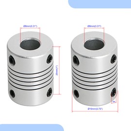 Aopin Flexible Beam Couplings 8mm to 8mm Flexible Coupler Shaft for 3D Printer, Length 25mm / 1" Motor Coupler Connector, Great Apply for Model Shaft, CNC Machine, Motor Guide, DIY Encoder 2 Pcs