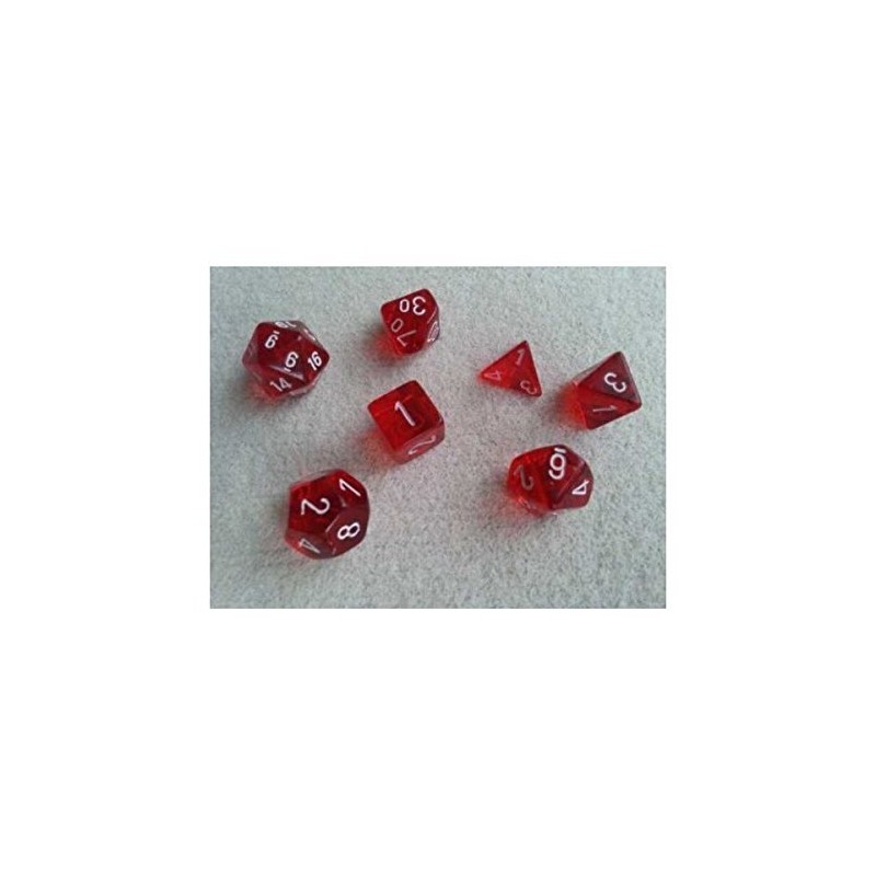 CHESSEX TRPGダイス/サイコロ Translucent Polyhedral(多面体) Red w/white 7個セット