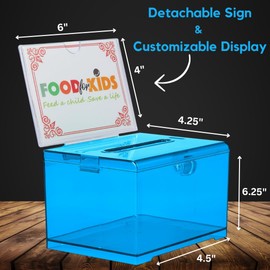 Adir Suggestion Box with Slot and Lock – Acrylic Donation Box for Fundraising, Drawing Box for Raffle, Funraiser Box, Tip Box with Lock - 6.25x4.5x 4 Inches voting box with slot and Sign Holder