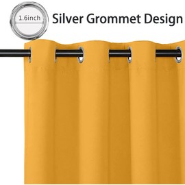 MYSKY HOME Mustard Yellow Curtains for Bedroom 63 Inches Length Blackout Curtains, Grommet Thermal Insulated Room Darkening Curtain Panel for Living Room, 1 Curtain Panel, 52 x 63 Inch, Yellow