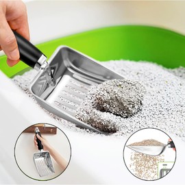 CUBETA Stainless Steel Cat Litter Scoop, Metal Cat Litter Scoop, Kitty Metal Scoop, Sturdy Mesh Scoop for Easy CleaningFor Litter Pan (Silver Gray)