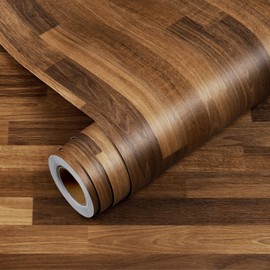 YENHOME Butcher Block Countertop Contact Paper 17.7"X200" Dark Wood Contact Paper Wood Grain Contact Paper for Cabinets Desk Countertop Peel and Stick Waterproof Faux Wood Wallpaper for Accent Wall