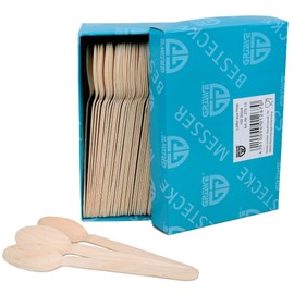 GRÄWE Disposable Cutlery Wooden Spoons 100 Pieces Wooden Cutlery Eco Friendly Wooden Biodegradable