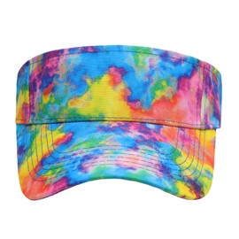 ZLYC Summer Sun Visor Cap Print Sports Tennis Visors Hat for Women Girls(Tie Dyed Colorful),One Size