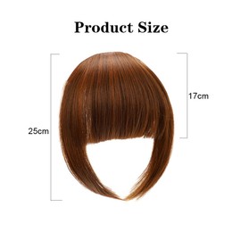 XFSRG Hair Accessories Bangs Clip Hair Extensions Flat Bang with Temples Real Hair Front Face Fringe Pony Hairpieces Fringe Extension for Women Daily Wear (Light Brown)