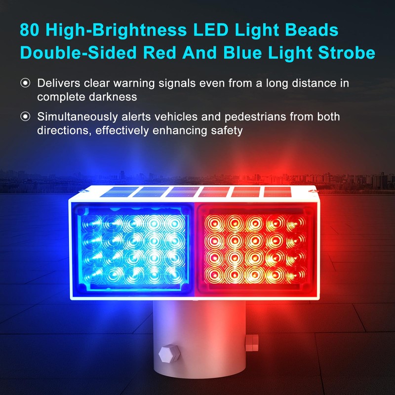 Aolyty Solar Strobe Light, Bright Red & Blue Light Flashing