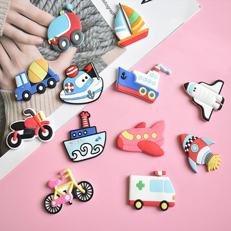 12pcs Vehicle Fridge Magnet, Soft Cartoon Creative Fridge Magnet Vehicle