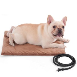 PetTemp Pet Heating Pad for Cats Dogs Indoor & Sheltered Outdoor Waterproof Heated Cat Bed Heated Dog Bed Chew Resistant Cord Constant Temperature Brown 20 x 16 Inch