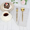 INFEI Plain Striped Cotton Linen Blended Dinner Cloth Napkins -