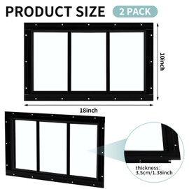 Tandefio 2 Pack 10'' x 18'' Black Basement Garage Door Flush Mount Shed Window with Tempered Glass Household Windows with Srews for Chicken Coop Sheds Barns Playhouse