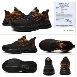 Mitudidi Safety Shoes, Work Shoes, Unisex Steel Toe Cap Shoes, Sporty, Lightweight, Breathable, Air Cushion, 38-46 EU, orange, 40 EU