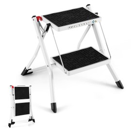 Nightcore 2 Step Ladder, Folding Step Stool with Heavy-Duty Metal Frame, Anti-Slip Pedal & Large Foot Pads, Portable & Lightweight Stepladder with 330 Lbs Weight Capacity for Household, Office