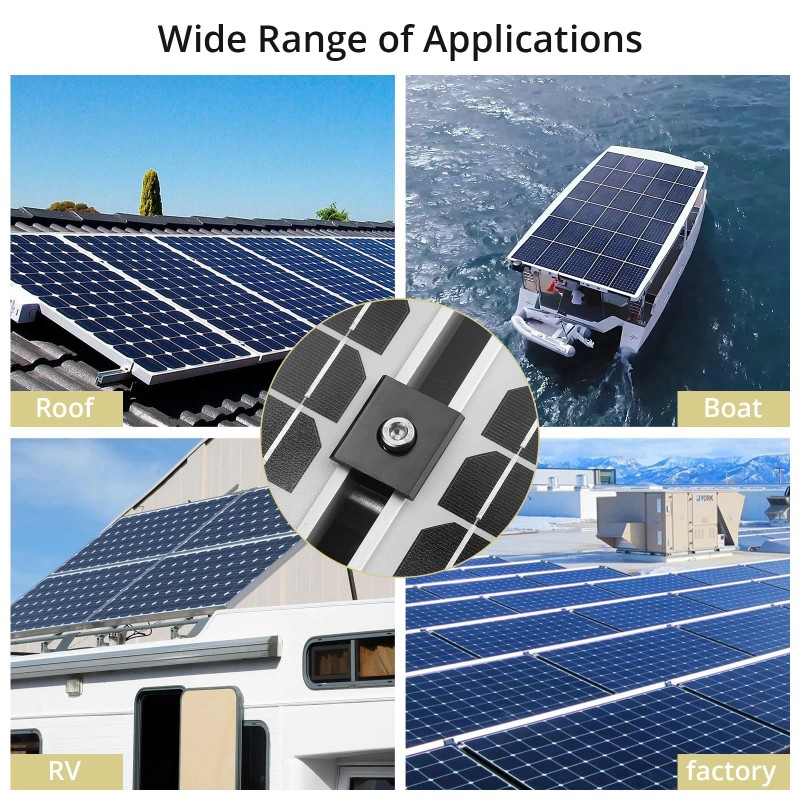 Anbte 10Pcs Solar Panels Mid Clamps for Unistrut Aluminium Panel