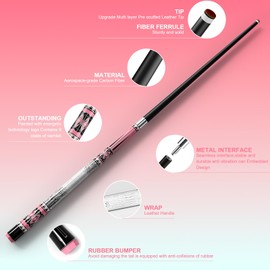 DOKIBI 58" Professional Pool Cue, 2-Piece Billiard Stick 12.5mm Tip Low Deflection Pool Sticks,20oz Fiberglass Front & Maple Rear