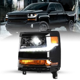 TUSDAR Fits For 2016-2019 Chevy Silverado 1500 Pickup Truck HID/Xenon Type Projector Headlights Replacement Headlight Assembly Factory Headlamp LH Left Driver Side Black Housing