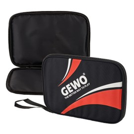 GEWO Single Case Master - Robust Table Tennis Bat Cover for One Racket - Nylon Table Tennis Bag with Padded Racket Compartment - All-Round Bat Protection with Carry Strap, 32 cm, Red