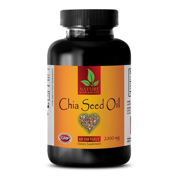 CHIA SEED OIL Capsules Organic Omega 3-6-9 - Vegan Health Hair Skin - 1 Bottle