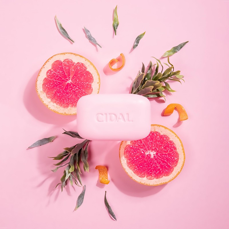 Cidal Pink Grapefruit Cleansing Bar Soap, Antibacterial, With Grapefruit Extract,