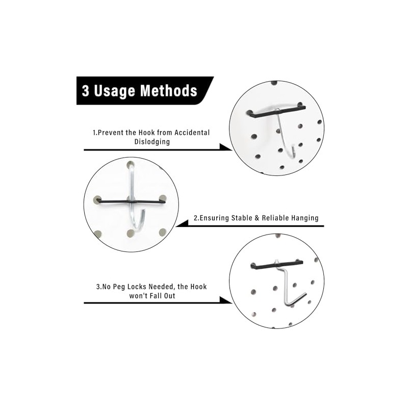 AccEncyc Black Peg Locks Plastic Pegboard Hook Locks Pegboard Display