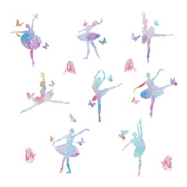 SUPERDANT 8 Styles Ballet Wall Stickers Ballerina Wall Stickers Dancing Ballerinas Wall Stickers Ballet Shoes Wall Stickers Butterfly Wall Art Room Decor Girls Bedroom Stickers