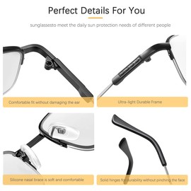 LJIMI Photochromic Progressive Multifocus Reading Sunglasses UV Protection Multifocal Trifocal Transition Anti UV Sun Readers Blue Light Blocking Computer Glasses Top Clear Eyeglasses for Women Men