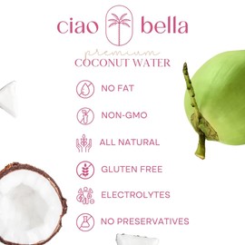 ciao bella Premium Coconut Water: All-Natural Hydration, Non-GMO, One Simple Ingredient 11.15 Fl Oz (Pack of 12)