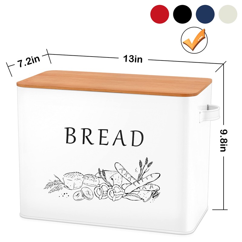E-far Bread Box for Kitchen Countertop, Metal Bread Storage Container