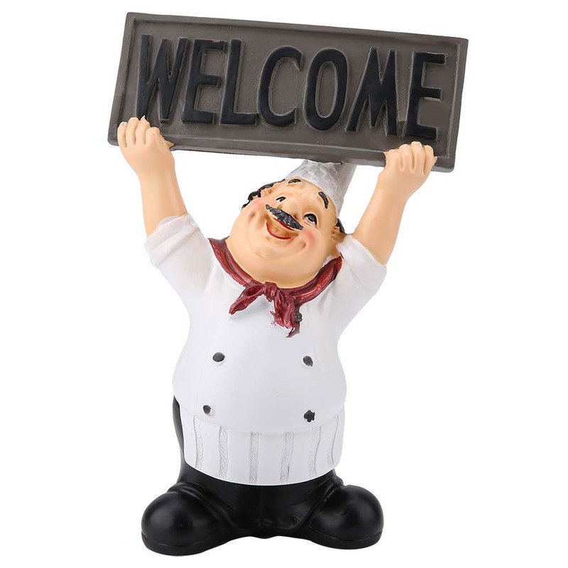 Resin Italian Cute Chef Restaurant Figurines Mini Statue Ornaments Welcome