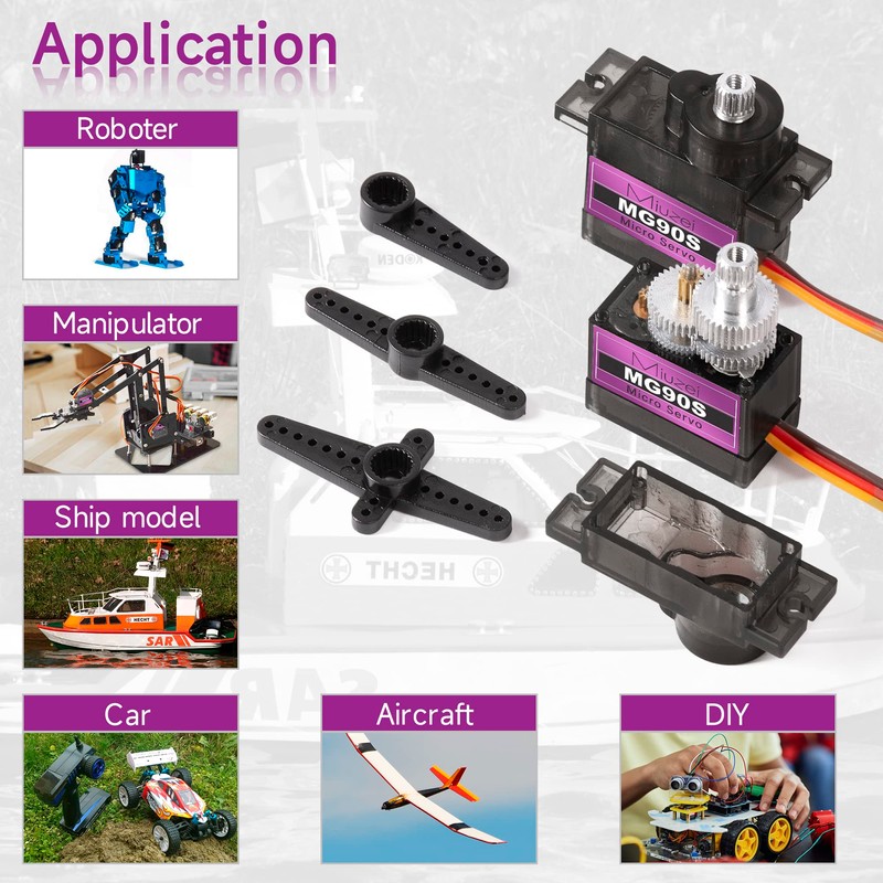 Miuzei MG90S 9G Micro Servo Motor Metal Geared Motor Kit