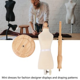 Omabeta Manichino per Abiti, base rotonda legno faggio robusta e facile montaggio, Manichino per , per visualizzazione abiti, colore legno naturale, dimensione mini