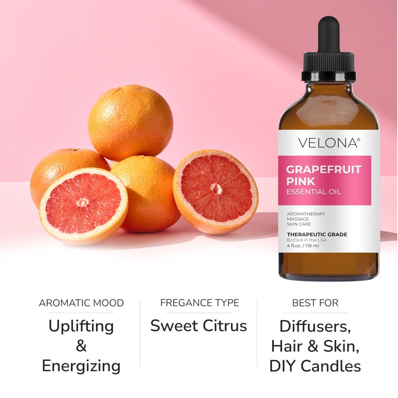 Grapefruit Pink Essential Oil by Velona - 1 Fl Oz