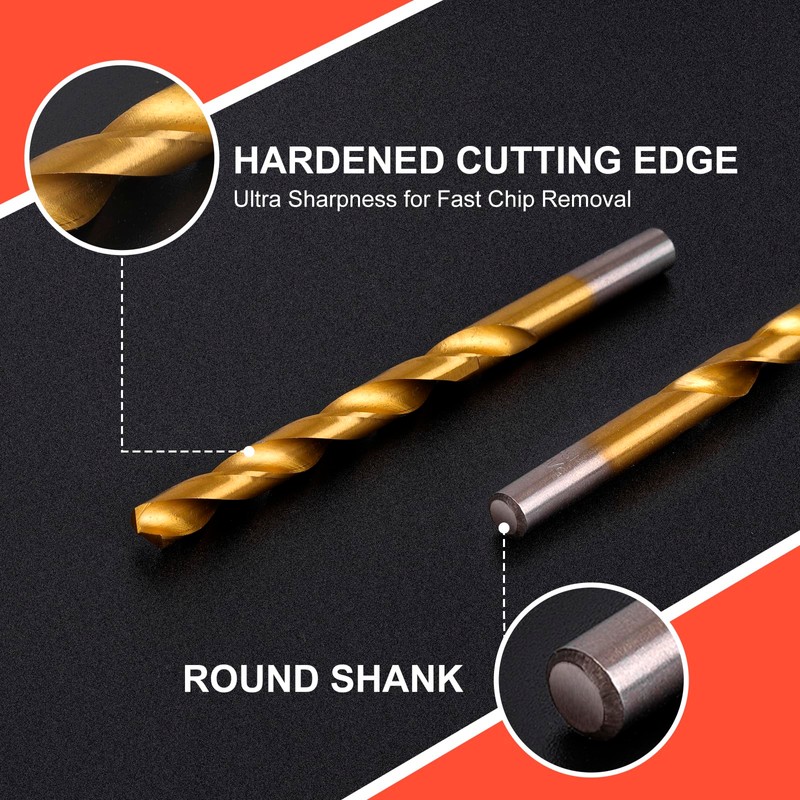 COMOWARE 230 Pcs Titanium Coated Drill Bit Set for Wood,