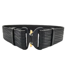 Hero's Pride 2.25" Cobra Pro Buckle Quick Release Duty Belt, AirTek Basix Rugged Hook Lined Leather Belt, Basket Weave Finish, Medium (28-32")