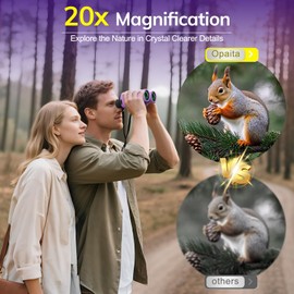 20 x 32 Small Binoculars for Adults and Children - Opaita HD Compact Binoculars for Hunting - Large Eyepiece Ultrasharp Binoculars for Bird Watching Cruise Sports Games (Purple)
