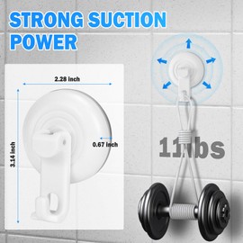 TACGEA Suction Cup Hooks for Shower, Powerful Vacuum Shower Hook for Towel, Robe, Loofah - Reuseable and Removeable Bathroom Hook, White, 4 Pack