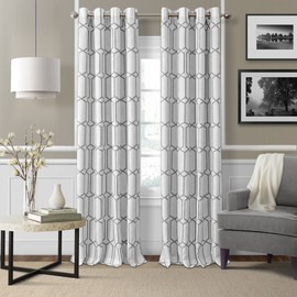 Elrene Home Fashions Kaiden Geometric Room Darkening Grommet Linen Window Curtain Drape Panel, 52" W x 84" L (1, Gray