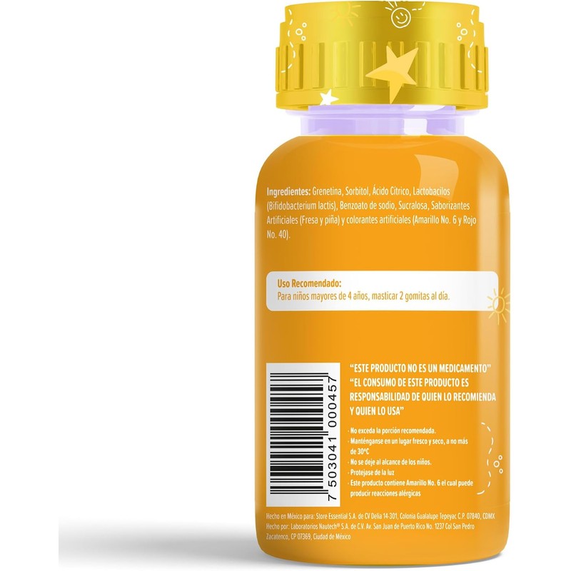 Gomitas Kids Probioticos Bifidobacterium Lactis Sabor Fresa y Piña 242