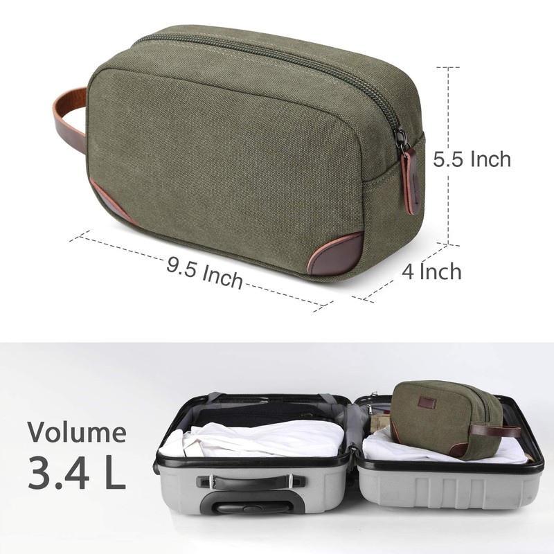 Men's Travel Toiletry Organizer Bag Canvas Shaving Dopp Kit TSA
