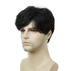 Lydell Men Wig Short Straight Brown Wig Mature Style Synthetic Hair for Daily Use Cosplay (Dark Brown)