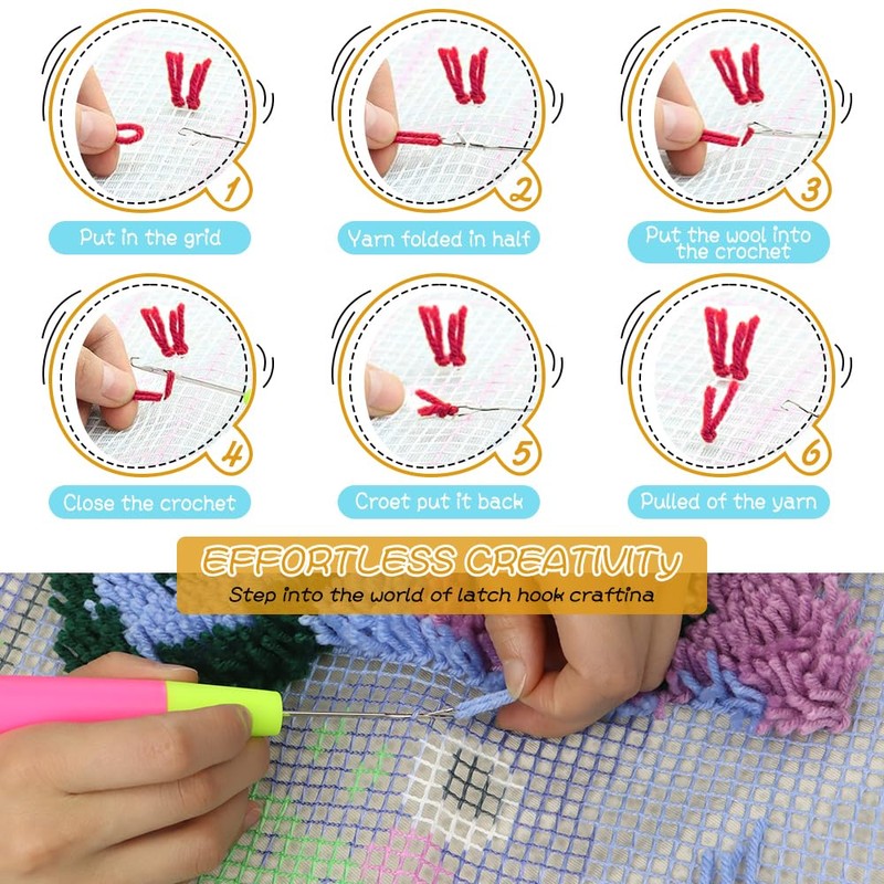 Yjunue Yjunue Butterfly Floral Latch Hook Kits for Adults, DIY