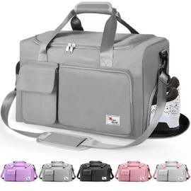Travel Bag Sport Duffel Bag,Gym Tote Bag, Large Capacity Portable Foldable Travel Lightweight Waterproof Overnight Bag, Carry Luggage Bag for Weekender Sports, Gym, Vacation for Men Women (Gray)