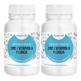 Zinc Duo Pack, Cápsulas 500 mg, 60 por Frasco (120 Cápsulas Totales)                                                                                  